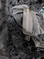 David Lawrence Black Silk and Lace Mini Dress Size 14