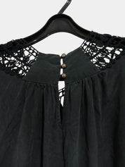 David Lawrence Black Silk and Lace Mini Dress Size 14
