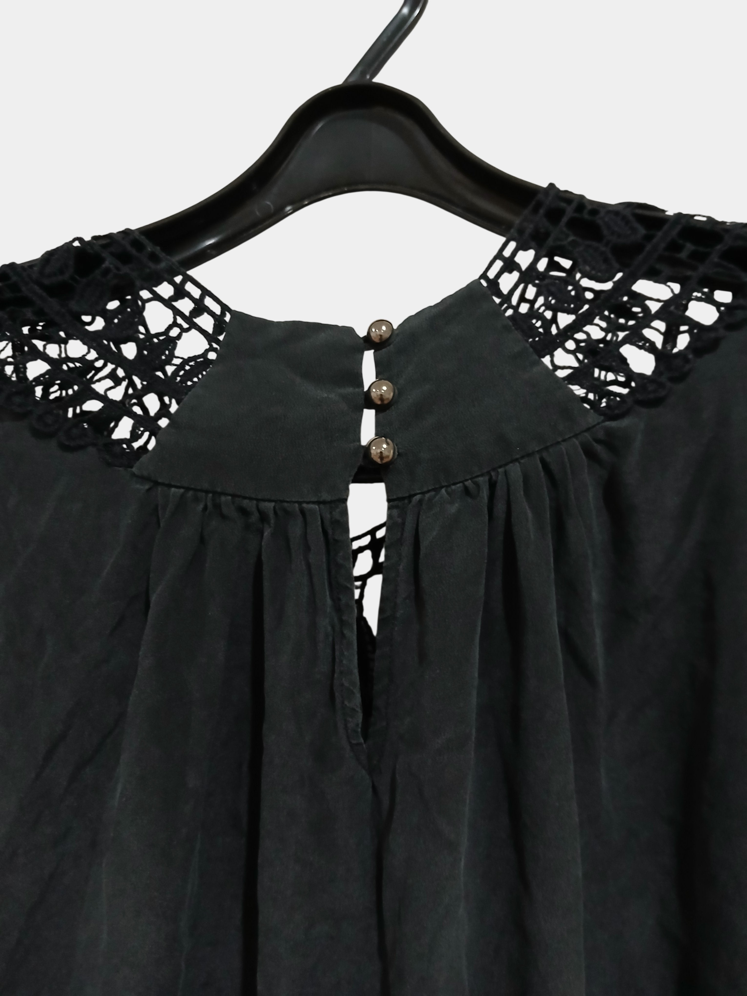 David Lawrence Black Silk and Lace Mini Dress Size 14