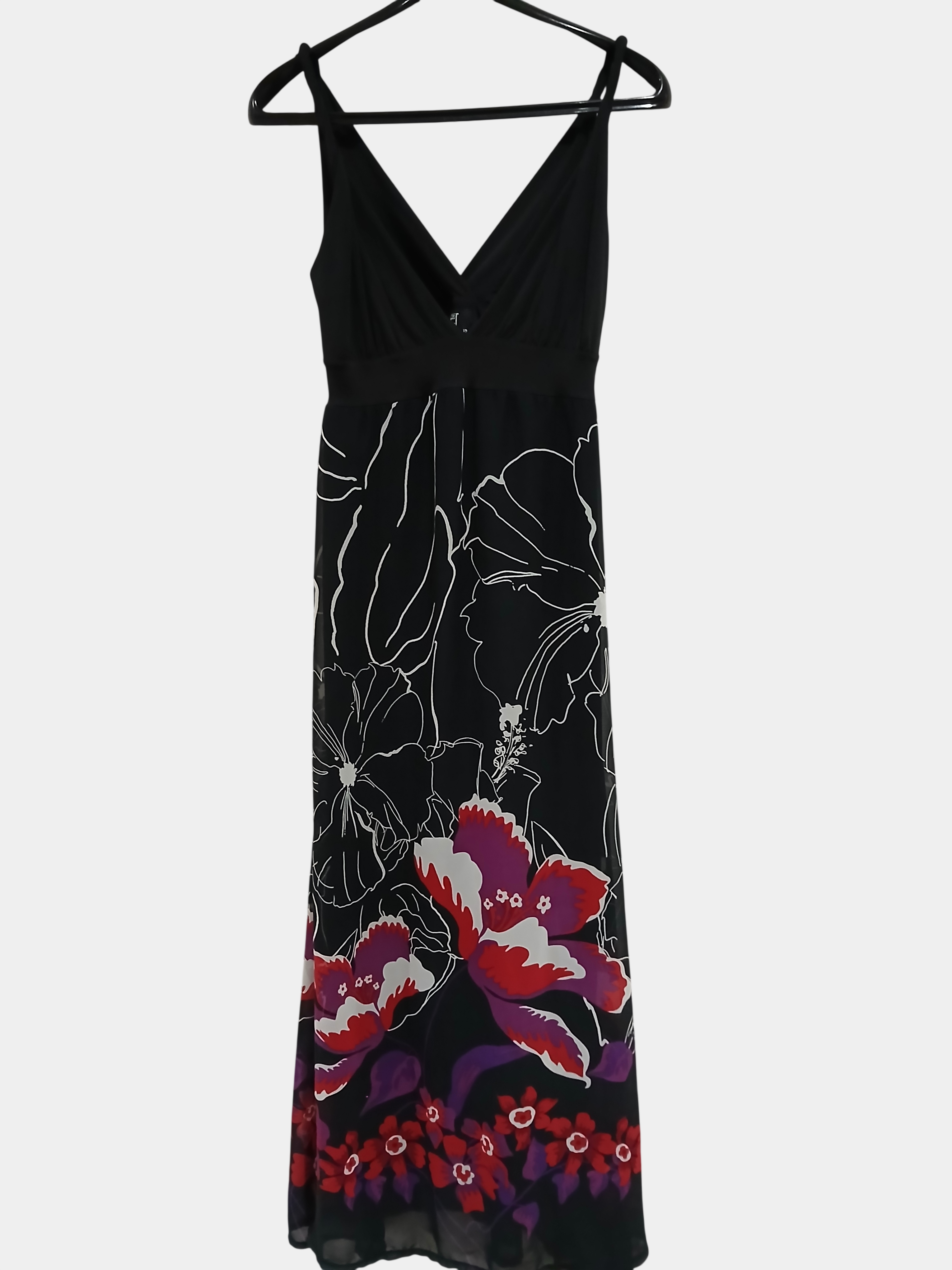 Black floral Powerhouse m&f maxi dress size 10