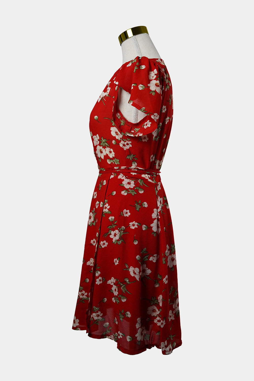 WHOIAM Red Floral Wrap Mini Dress