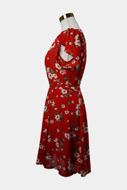 WHOIAM Red Floral Wrap Mini Dress
