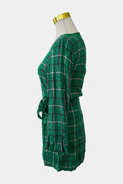 MINKPINK Green Tartan Wrap Romper