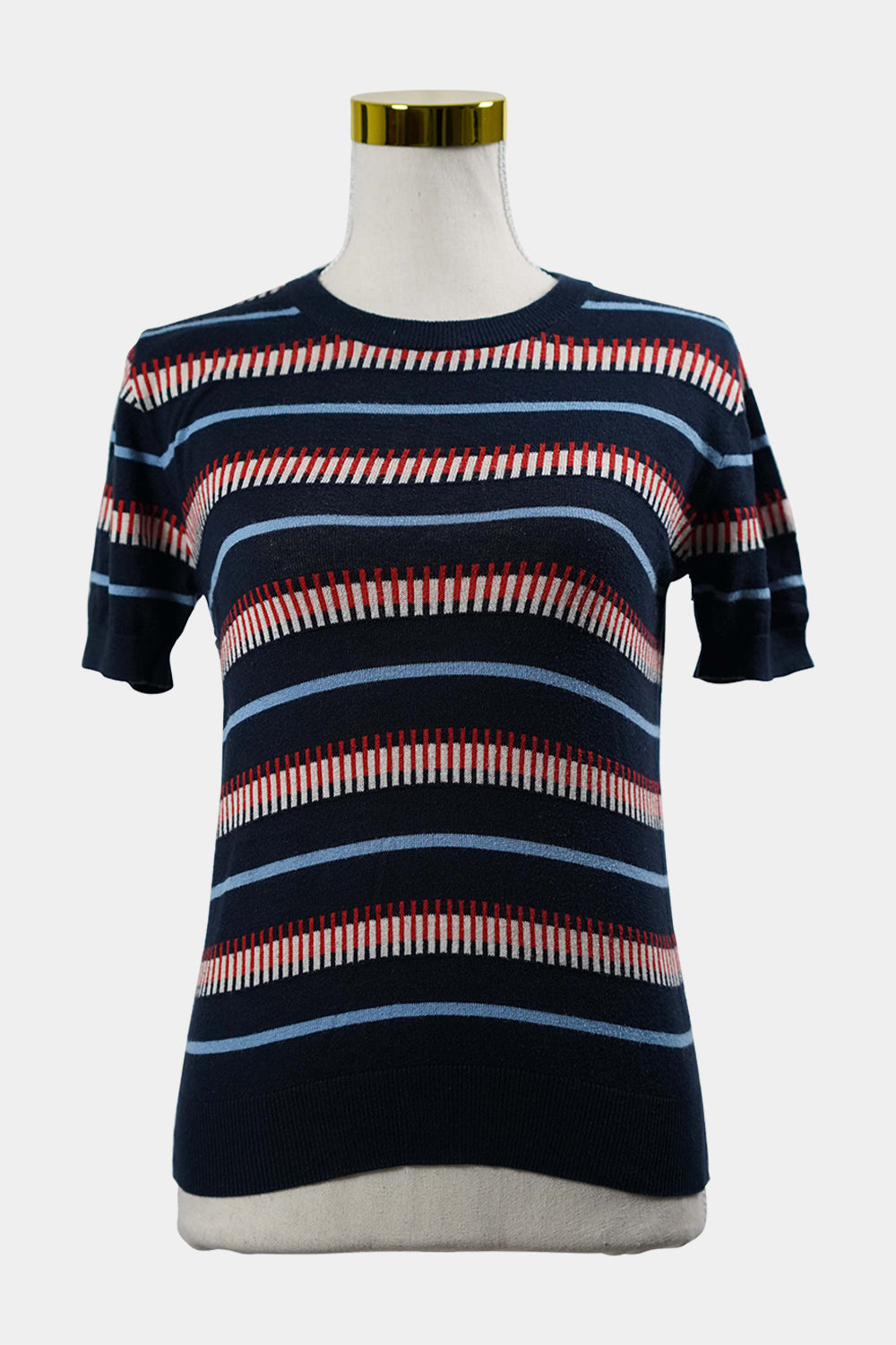 DOTTI Navy Patterned Short Sleeve Knit T-Shirt