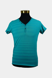 INDUSTRIE Blue Henley V Neck Tee