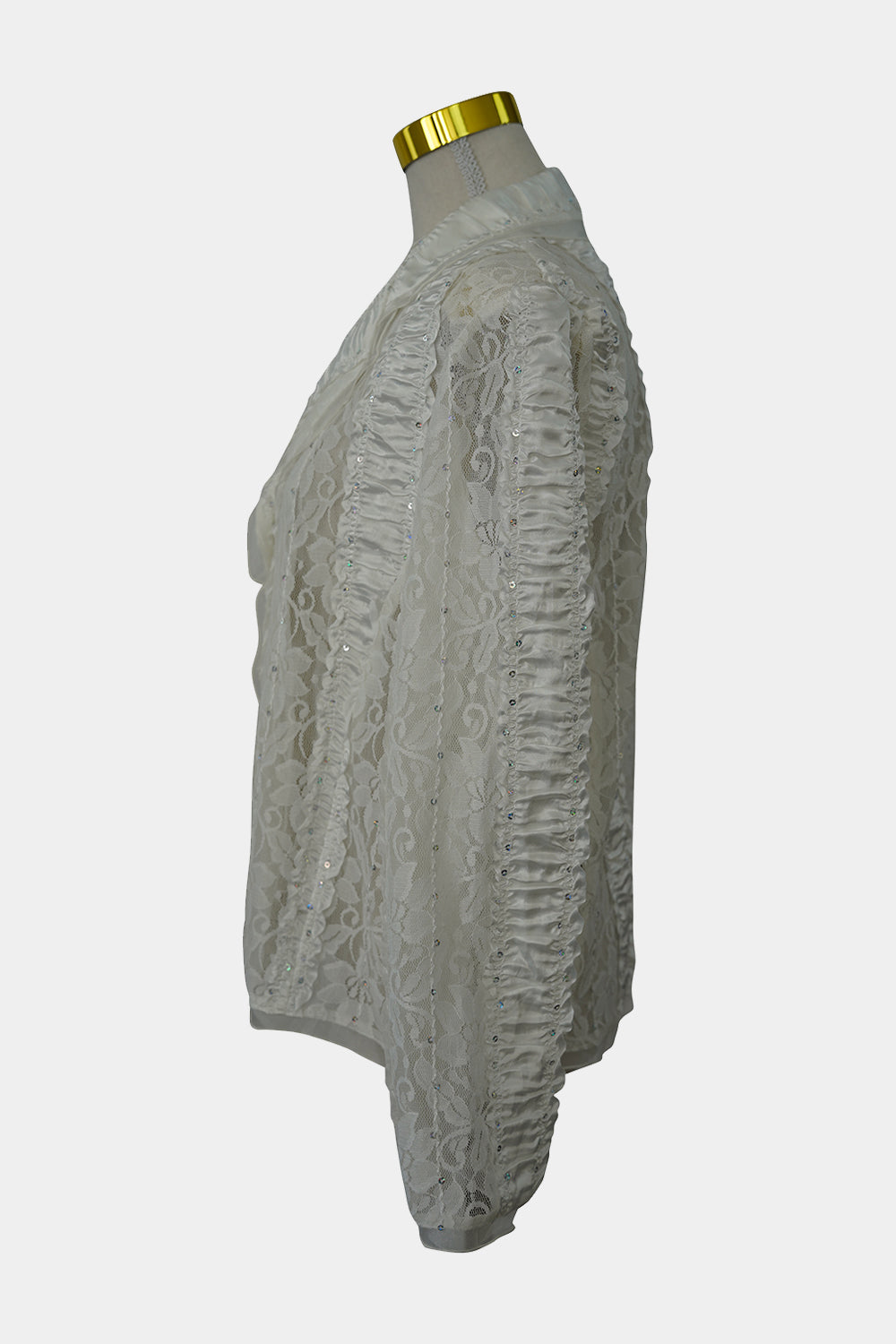 Olla Oh White Lace Sequin Collard Blazar