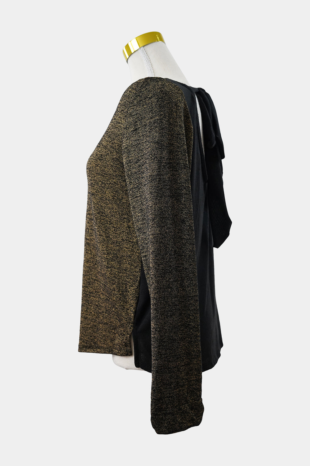 La Loca Black, Gold Cut Out Knit Long Sleeve