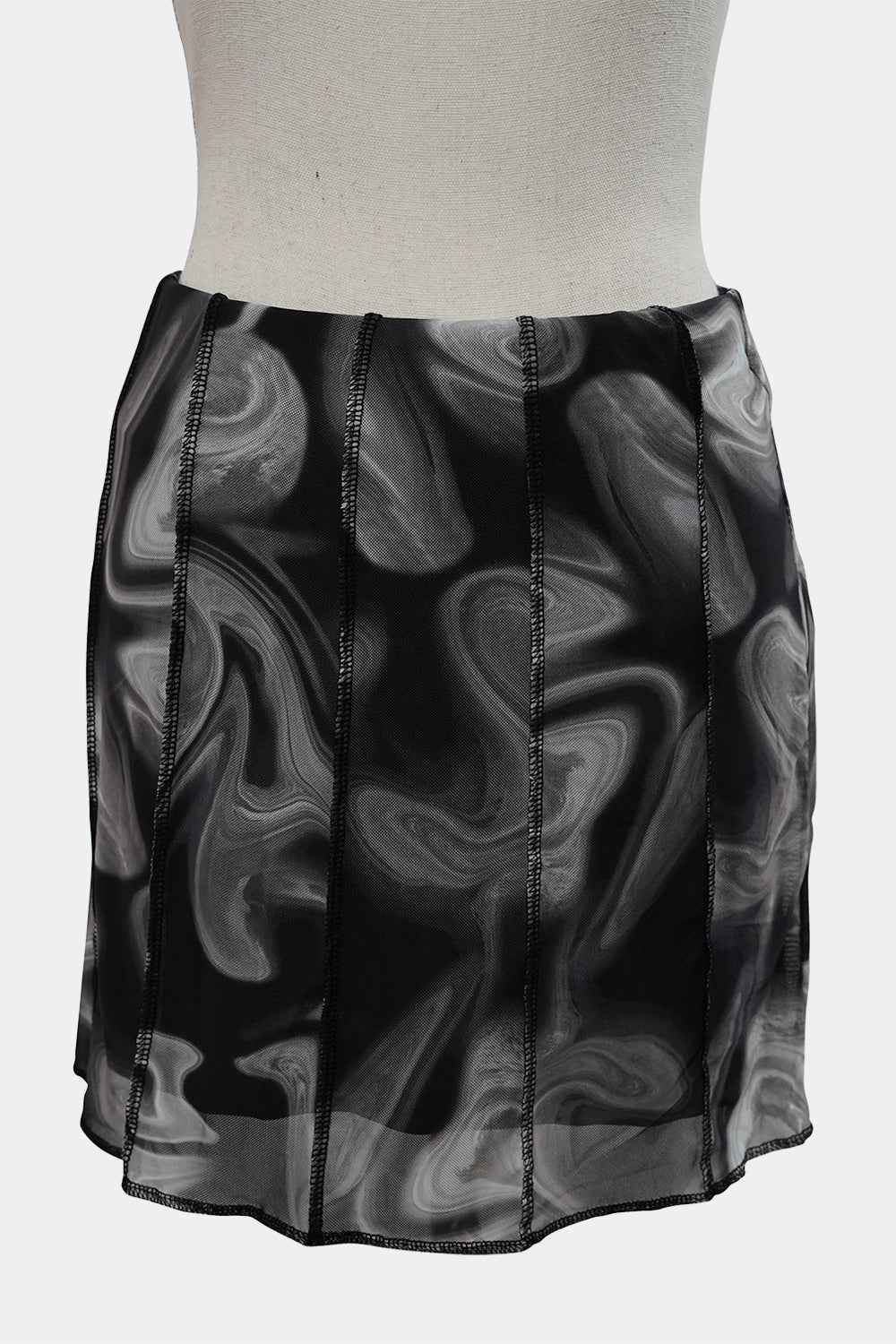 GLASSONS Grey and Black Swirl Mini Skirt