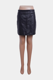 H And M Black Faux Leather Mini Skirt