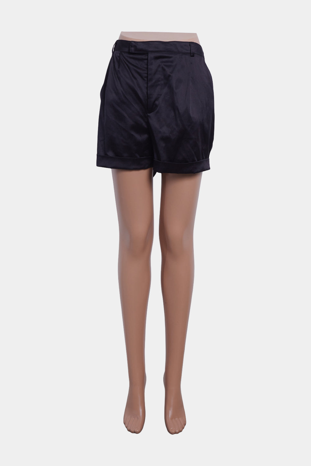 White Suede By Jacqui Demkiw Black Satin Shorts