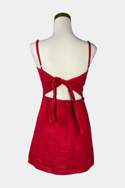 Perfect Stranger Red Linen Tie Dress