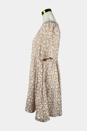 LEONI Beige Short Sleeve Mini Dress