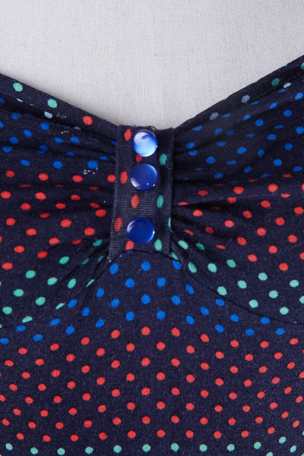 LADAKH Navy Polkadot Button Dress