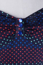 LADAKH Navy Polkadot Button Dress