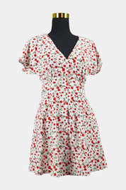Alive Girl Pink, Red, Green Floral Mini Dress