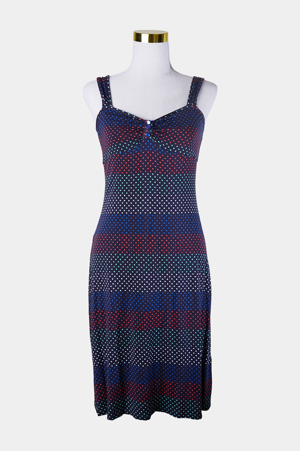 LADAKH Navy Polkadot Button Dress