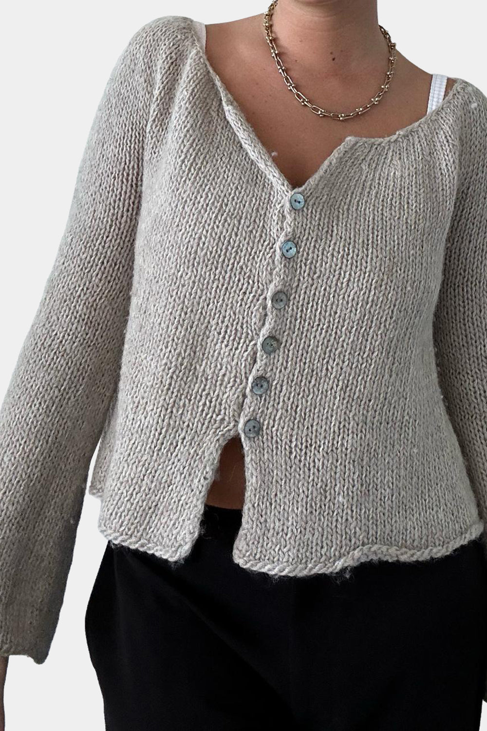 FLANNEL Light Grey Cardigan