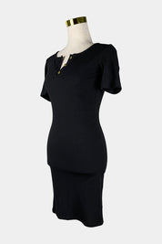 H&M Black Ribbed Knit Midi Dress