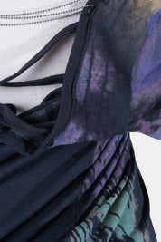 Status Moda Navy Print Ruche Tie Shirt Dress