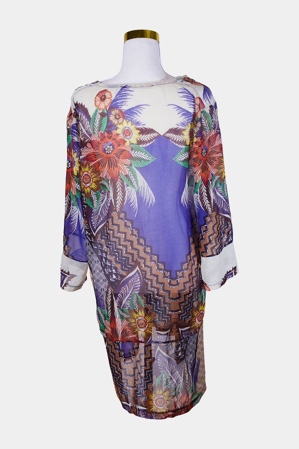 La Fee Maraboutee Multi-Patterned Long Sleeve Sheer Dress