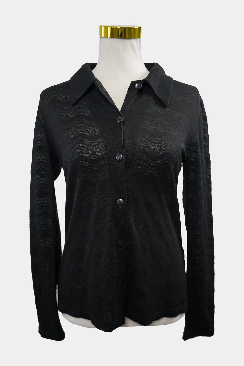 Axara Paris Black Semi Sheer Buttoned-Down Shirt