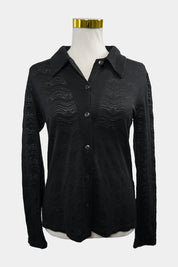 Axara Paris Black Semi Sheer Buttoned-Down Shirt