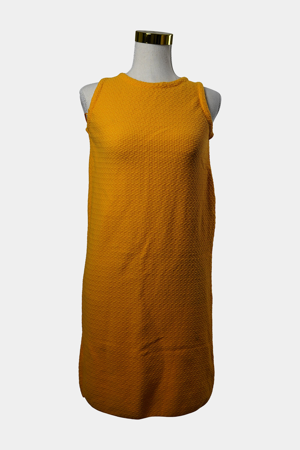 ZARA Orange Textured Knit Fitted Tank Dress