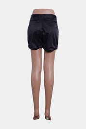 White Suede By Jacqui Demkiw Black Satin Shorts