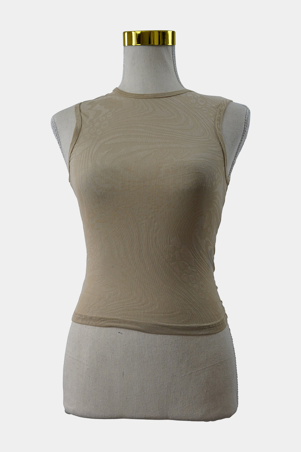 I.AM.GIA Cream, Tan Amina Sheer Crop Tank Top