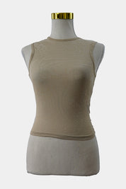 I.AM.GIA Cream, Tan Amina Sheer Crop Tank Top
