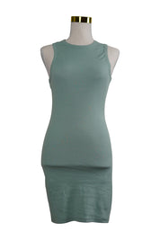 LUVALOT Blue Ribbed Tank Mini Dress