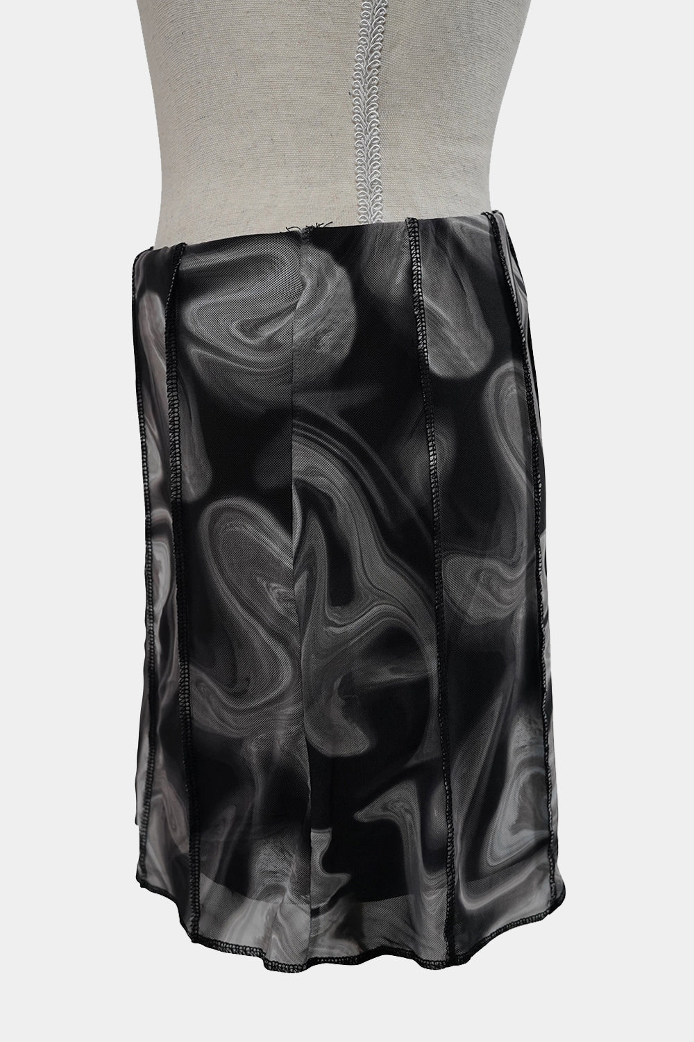 GLASSONS Grey and Black Swirl Mini Skirt