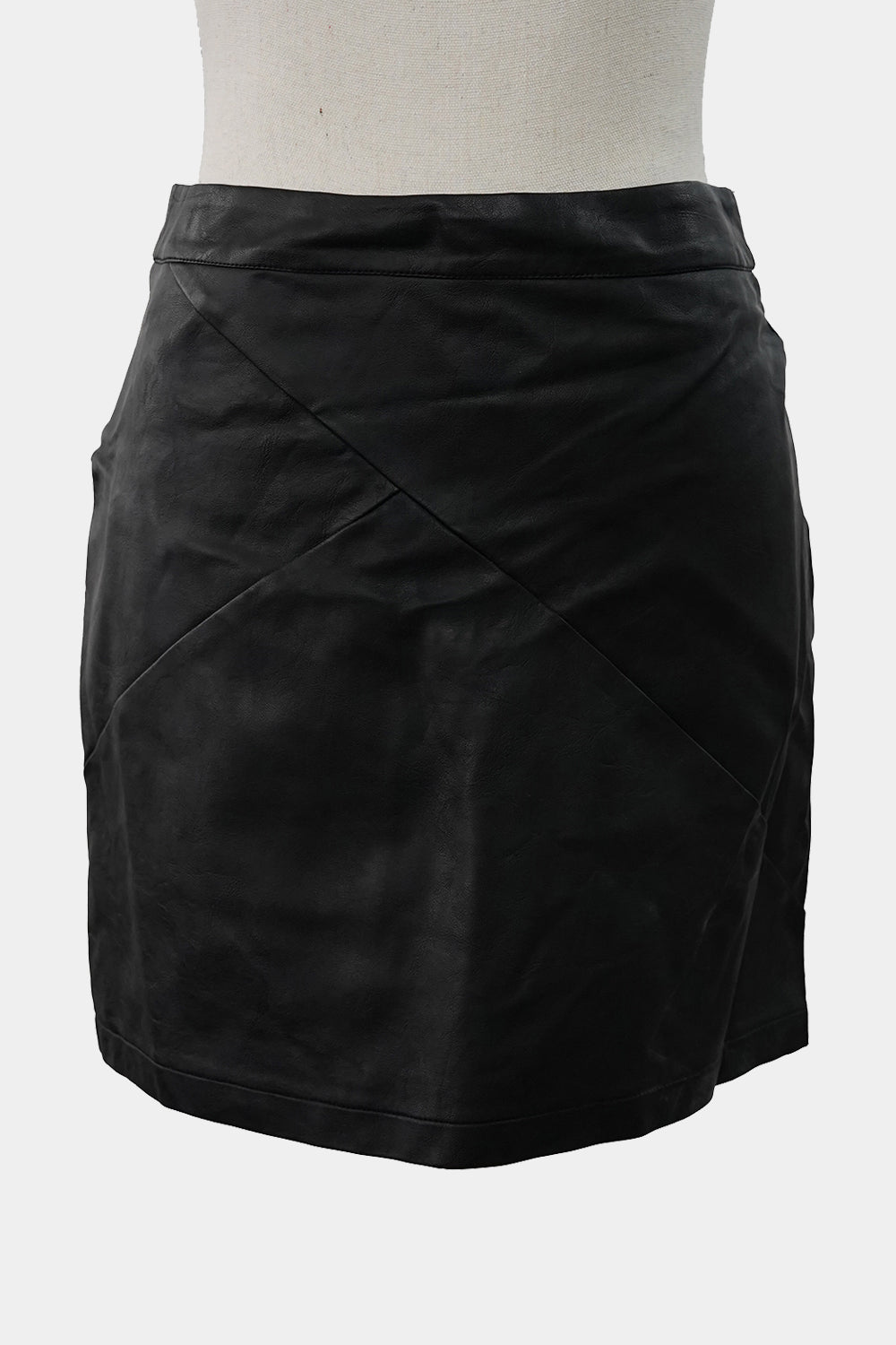 AVA Black Faux Leather Mini Skirt
