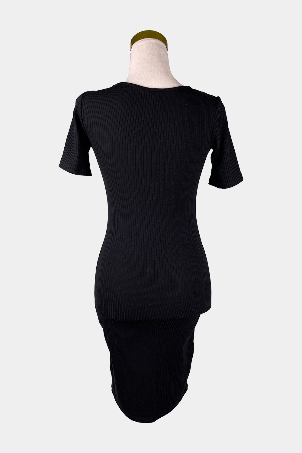 H&M Black Ribbed Knit Midi Dress