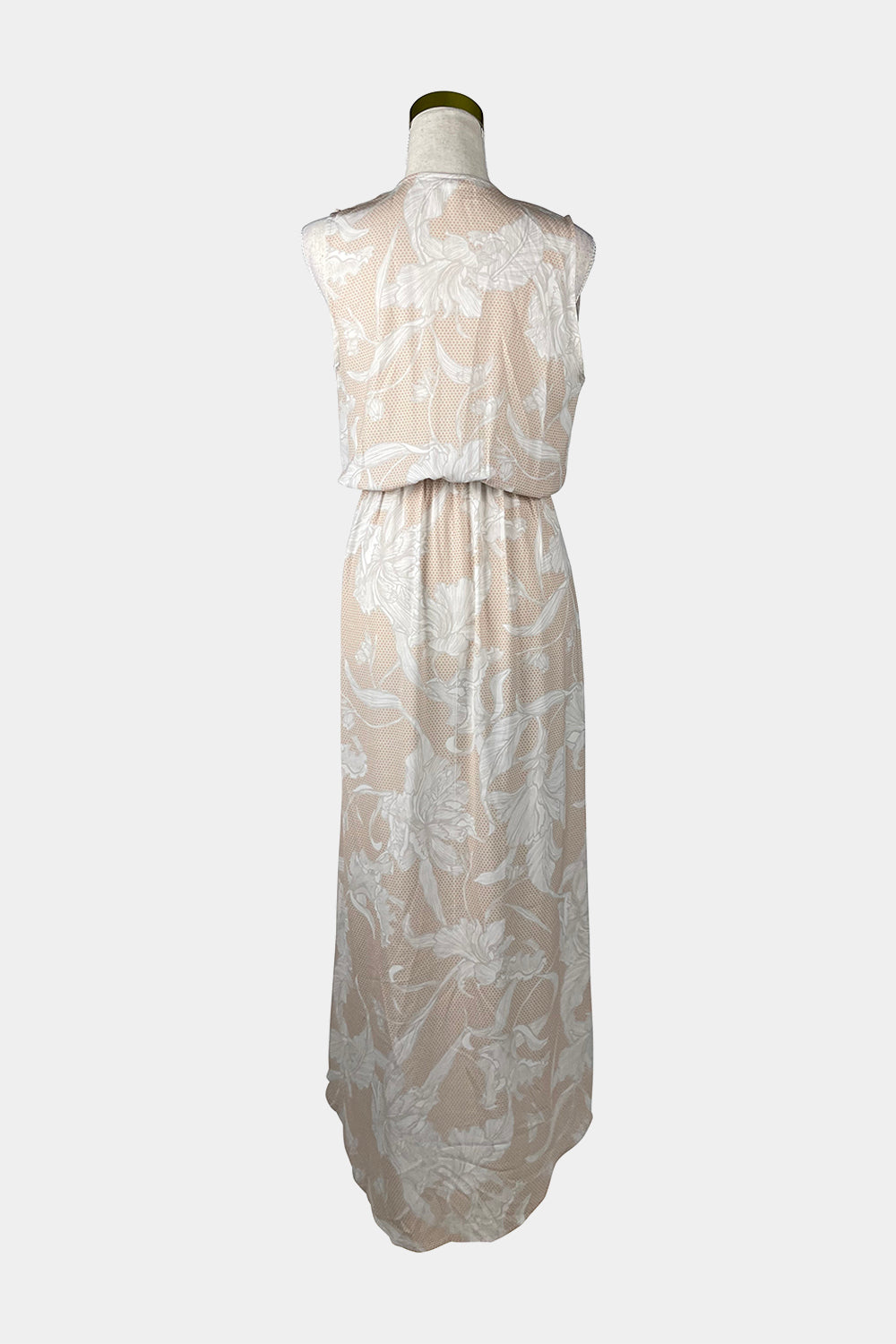 INTO White, Beige Tie Maxi Dress