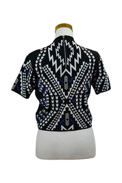H&M Black, White, Blue Geometric Knit Tee