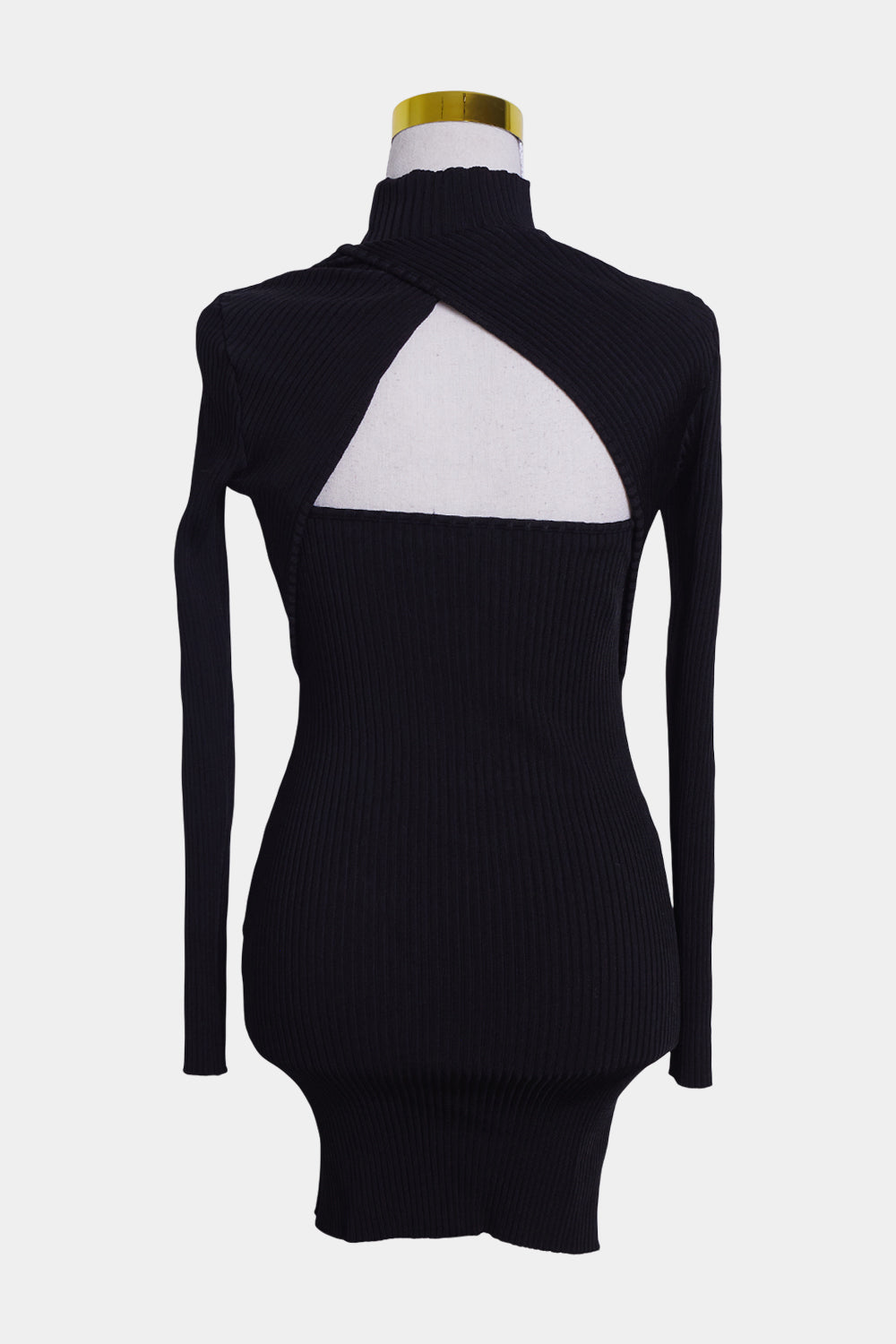 Bec + Bridge Black High Neck Long Sleeve Ribbed Knit Dress