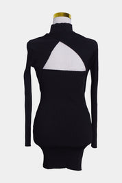 Bec + Bridge Black High Neck Long Sleeve Ribbed Knit Dress