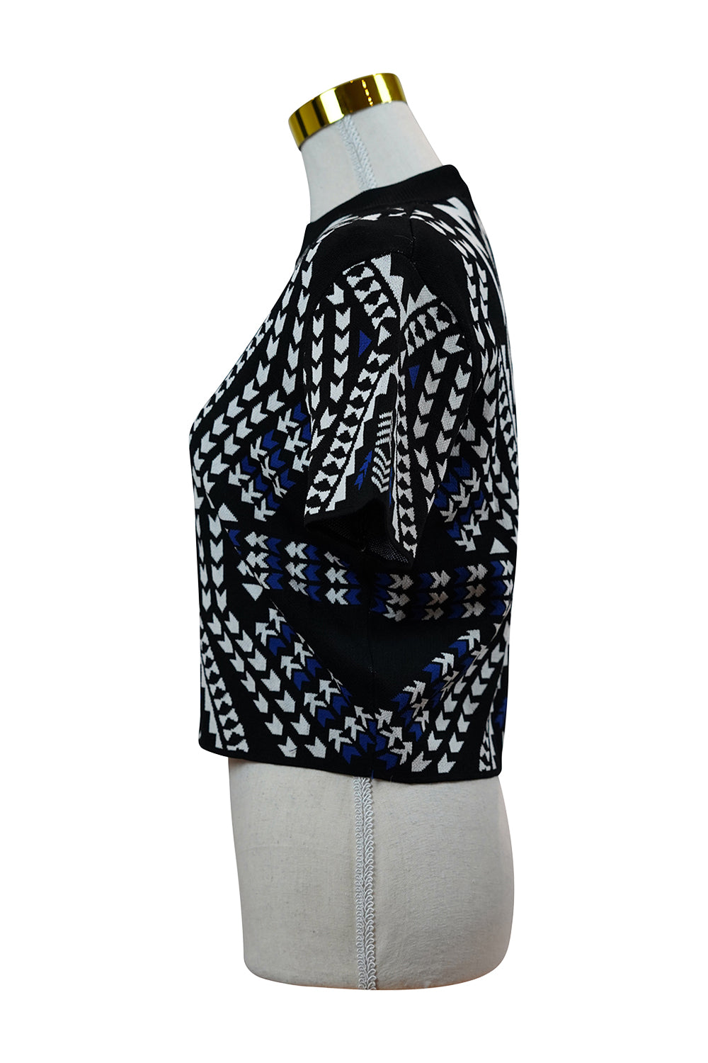 H&M Black, White, Blue Geometric Knit Tee