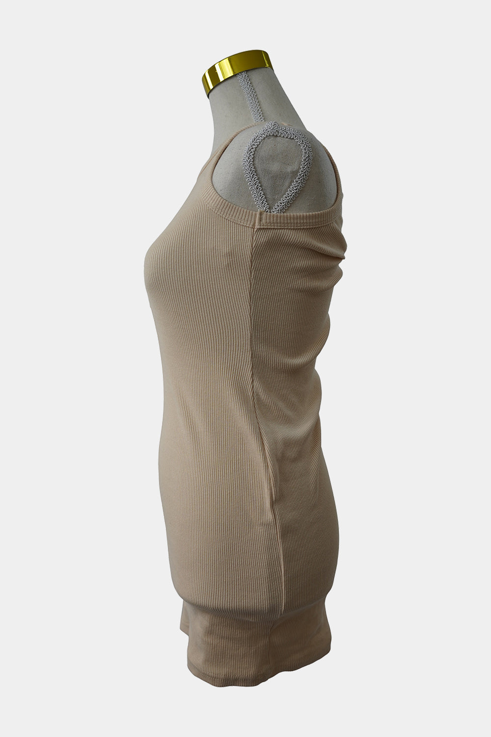 THANNE Beige Eliza Ribbed Mini Dress