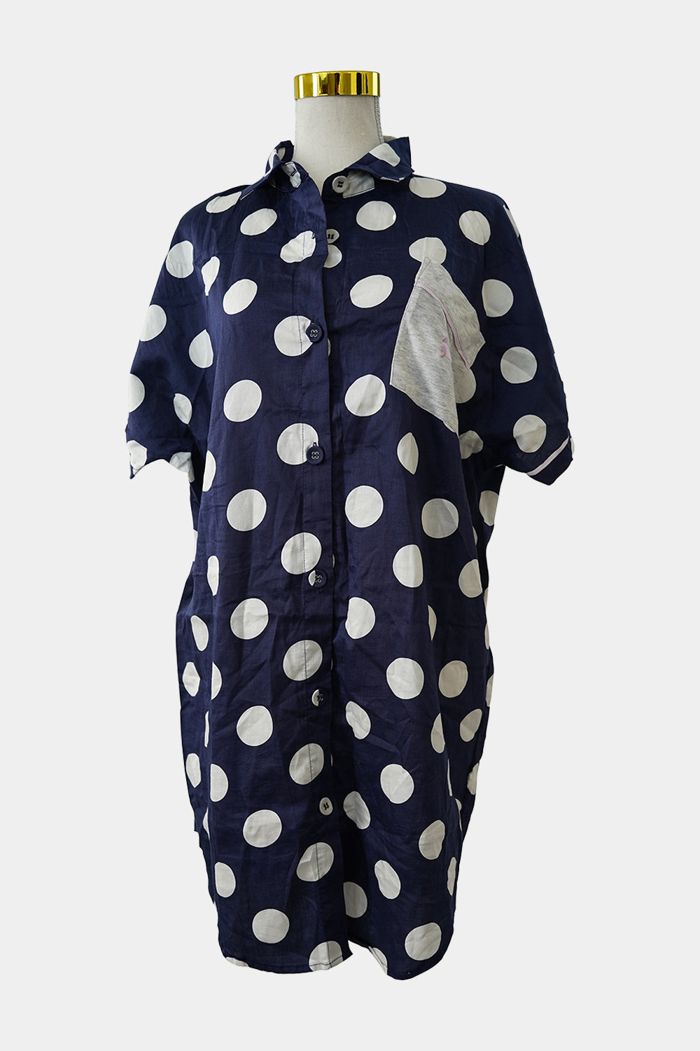 Peter Alexander Navy Polka Dot Button-Up Nightshirt