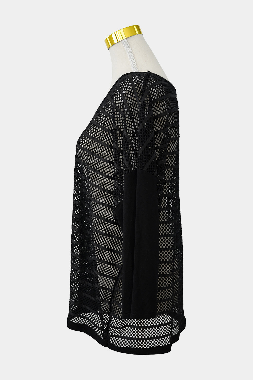 ROCKMANS Black Mesh 3\4 Sleeve Top