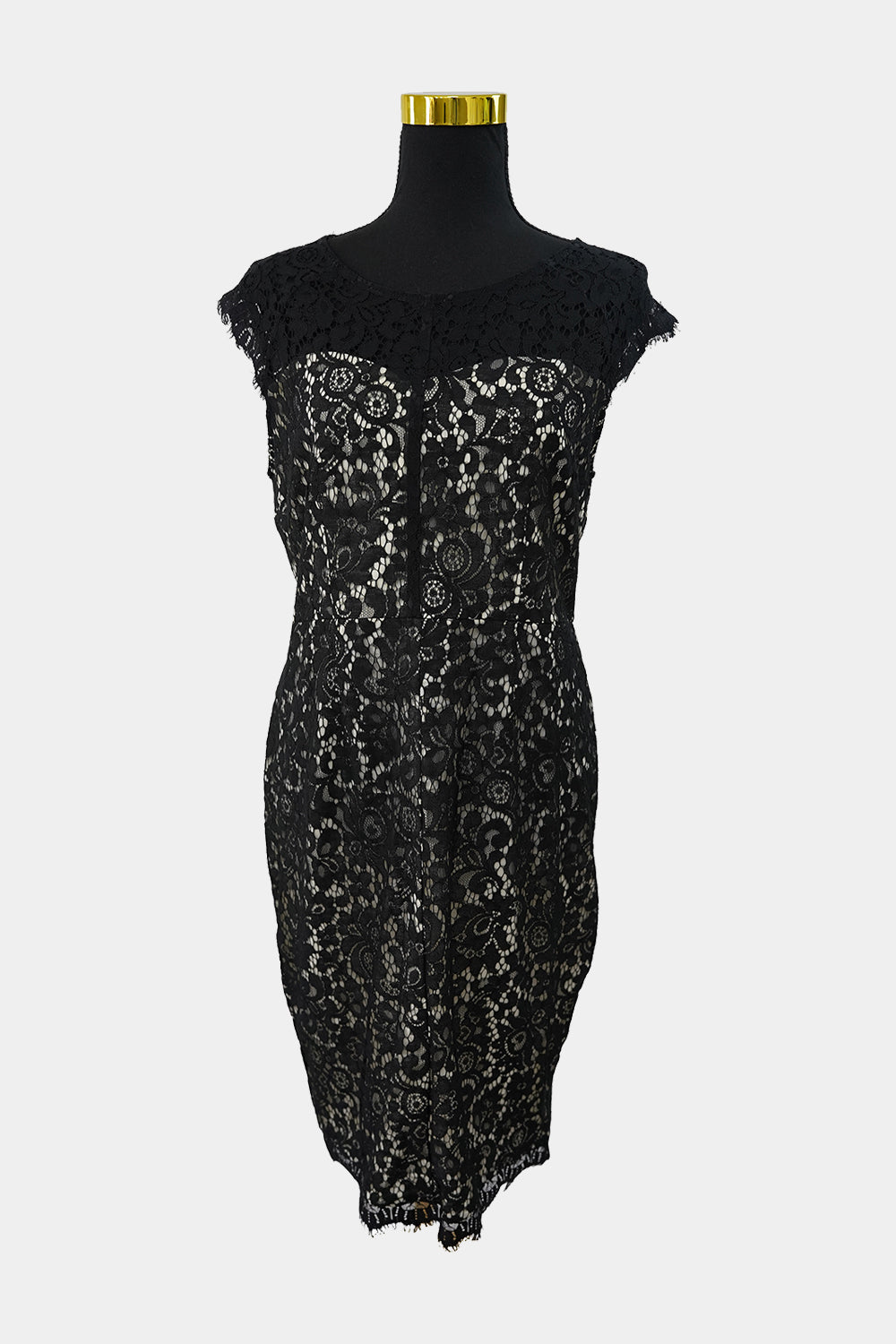 Caroline Morgan Black Lace Sheath Dress