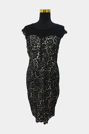 Caroline Morgan Black Lace Sheath Dress