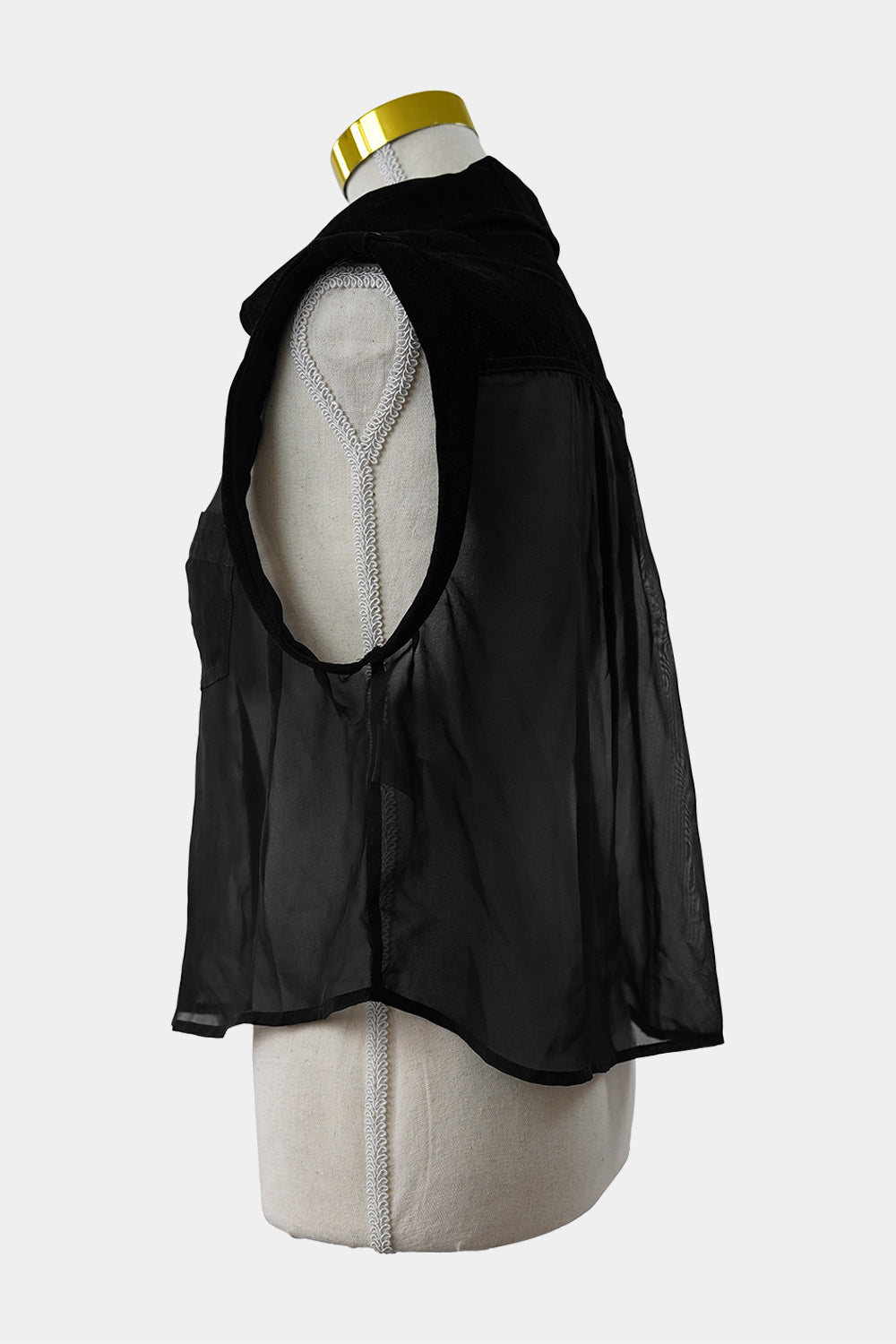 Milk And Honey Black Sheer Sleeveless Button Up Shirt