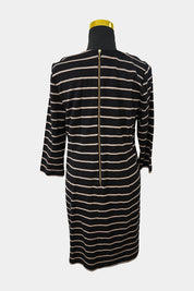 JACQUIE Black, Brown Striped Shift Dress