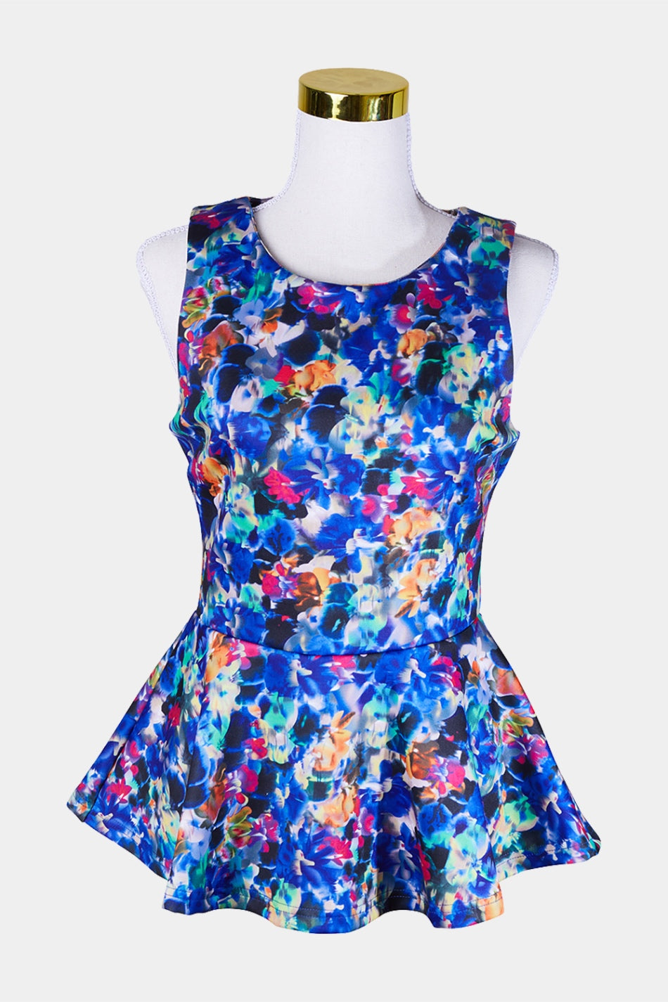 FATE Blue, Pink, Orange, Green, Pattern Floral Digital Print Peplum Top