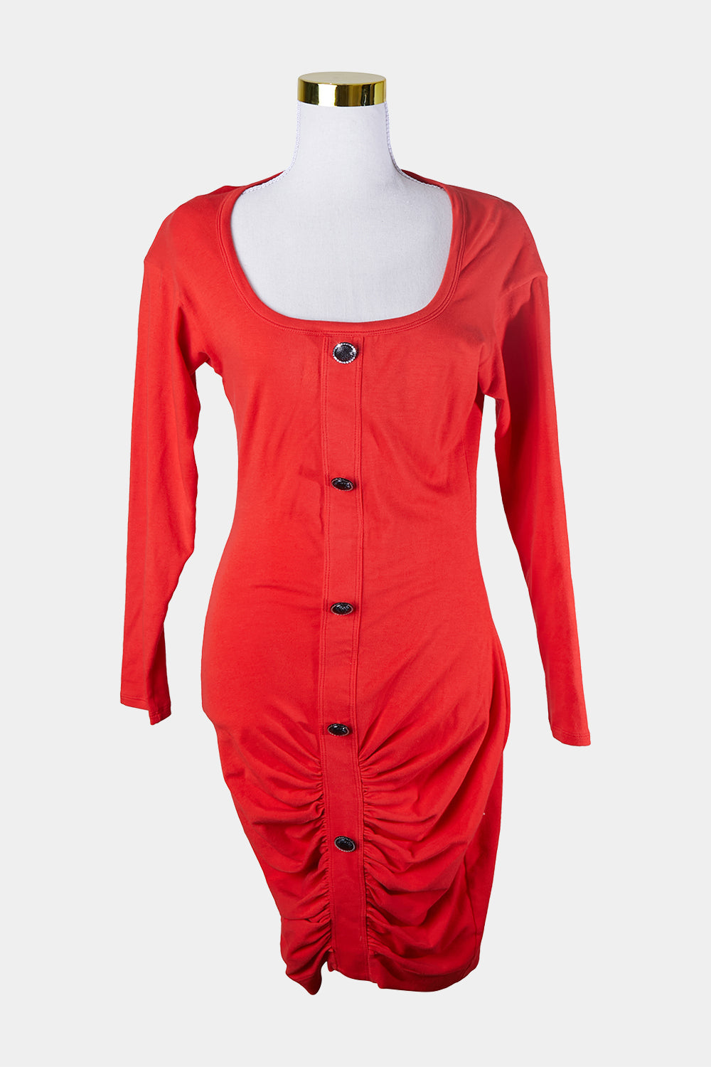 Jen Kahn Red Button Ruche Dress