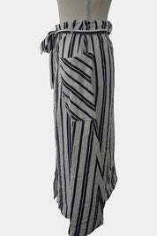 LEONI White and Blue Stripe  Button-Up Midi Skirt