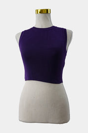 ZARA Purple Highneck Knit Crop Tank Top